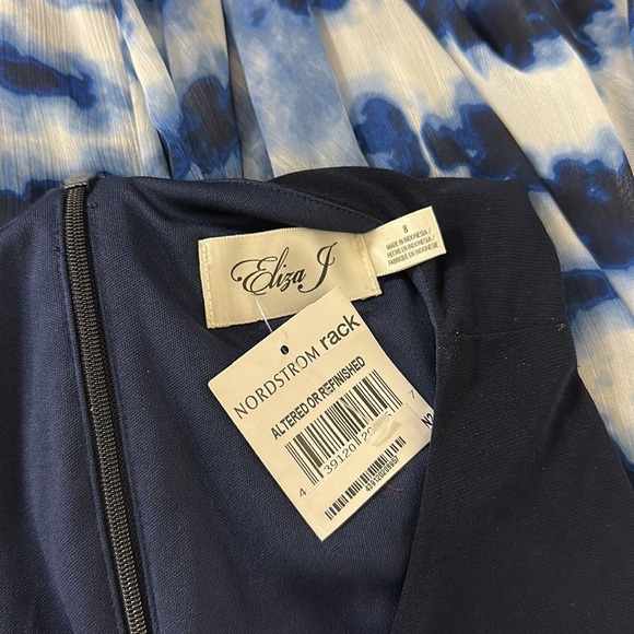 🔥🔥🔥NEW Eliza J High Low Blue Tie Dye Print Dress Size 8 - Picture 6 of 8